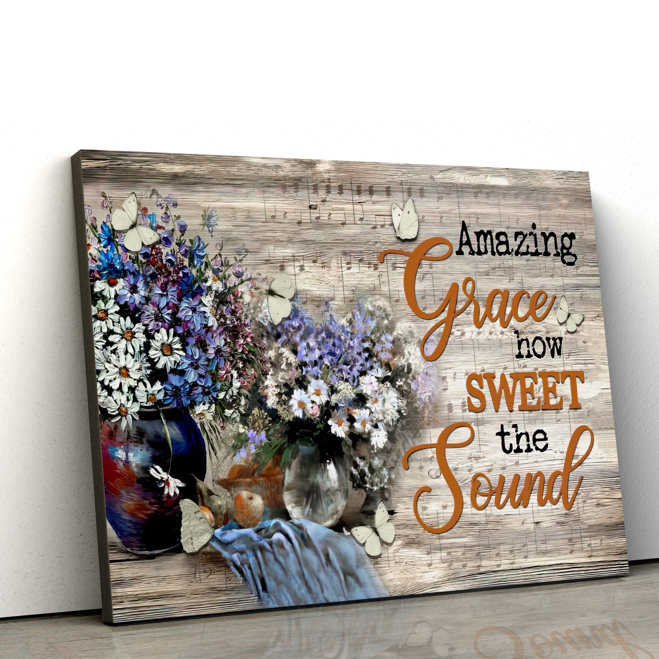 Amazing Grace Wall Art How Sweet The Sound Daisy Butterfly Paintings C
