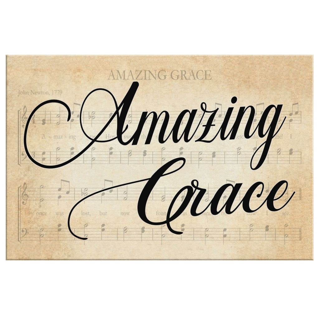 Amazing Grace Wall Art, Sheet Music Amazing Grace Farmhouse Canvas Print - Religious Wall Decor