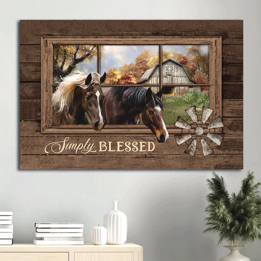 Amazing Horse Farm Windmill Simply Blessed Canvas Wall Art - Christian Wall Decor