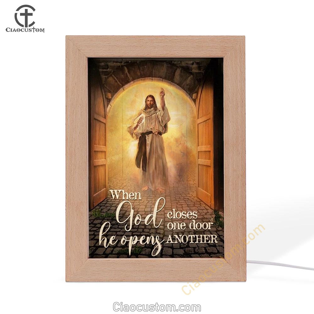 Amazing Jesus Painting, Infinite Halo, When God Closes One Door Frame Lamp