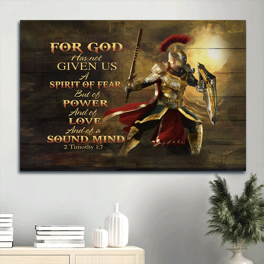 Amazing Knight Drawing Sunset Canvas For God Has Not Given Us A Spirit Of Fear Canvas Wall Art - Christian Wall Decor