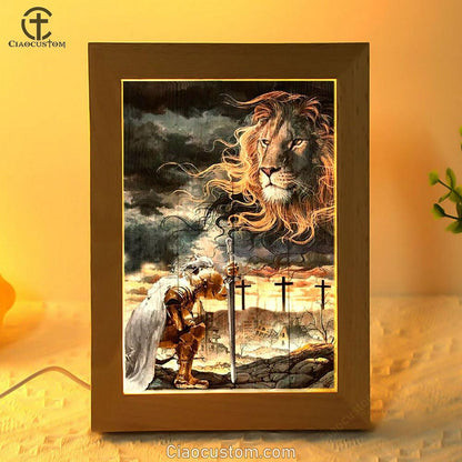 Amazing Lion, Stunning Sky, Warrior Painting, Lion Of Judah Frame Lamp