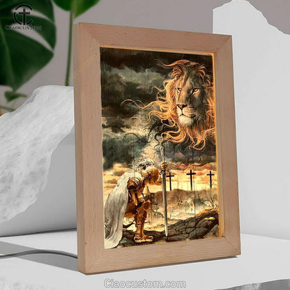 Amazing Lion, Stunning Sky, Warrior Painting, Lion Of Judah Frame Lamp