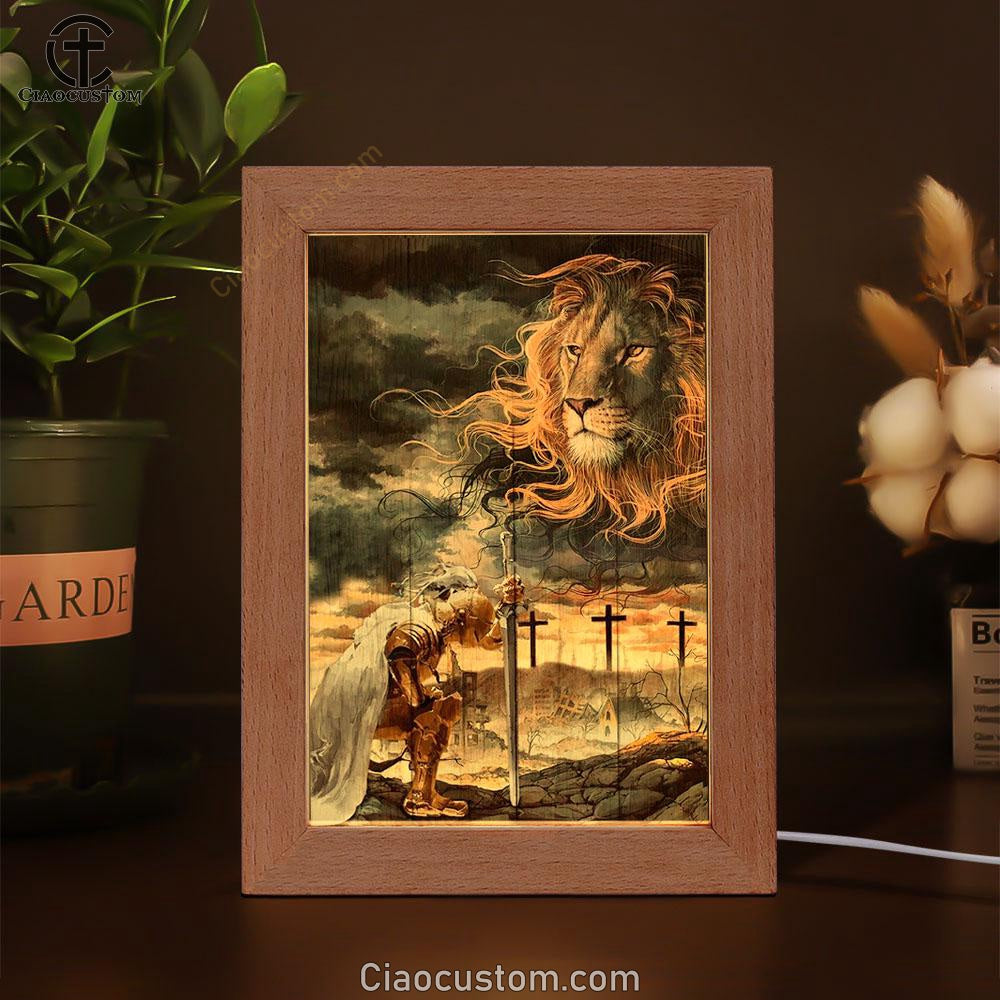 Amazing Lion, Stunning Sky, Warrior Painting, Lion Of Judah Frame Lamp