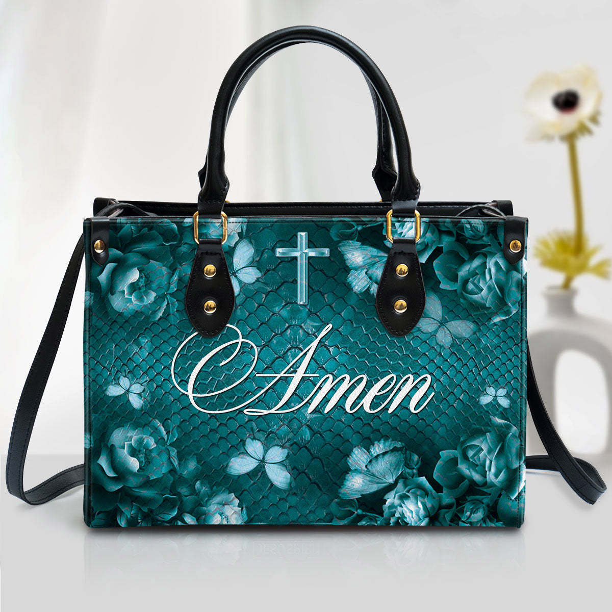 Amen Cross Leather Handbag - Religious Gifts For Women - Women Pu Leather Bag