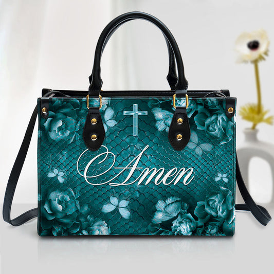 Amen Cross Leather Handbag - Religious Gifts For Women - Women Pu Leather Bag