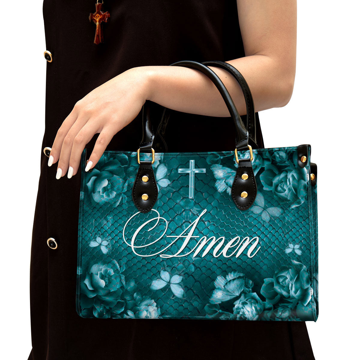 Amen Cross Leather Handbag - Religious Gifts For Women - Women Pu Leather Bag