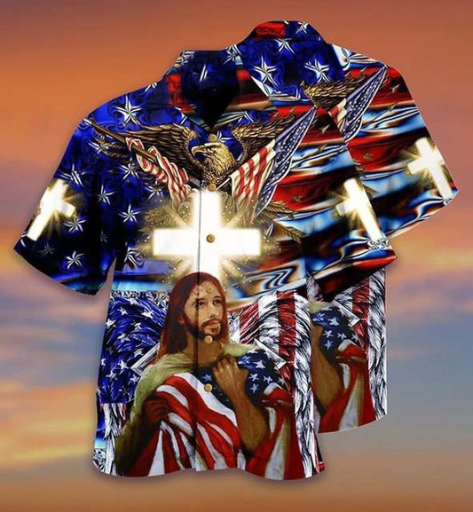America And Jesus Bless Hawaiian Shirt - Christian Hawaiian Shirts For Men & Women