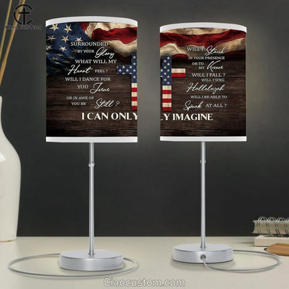 America Flag The Cross I Can Only Imagine Table Lamp For Bedroom - Bible Verse Table Lamp - Religious Room Decor