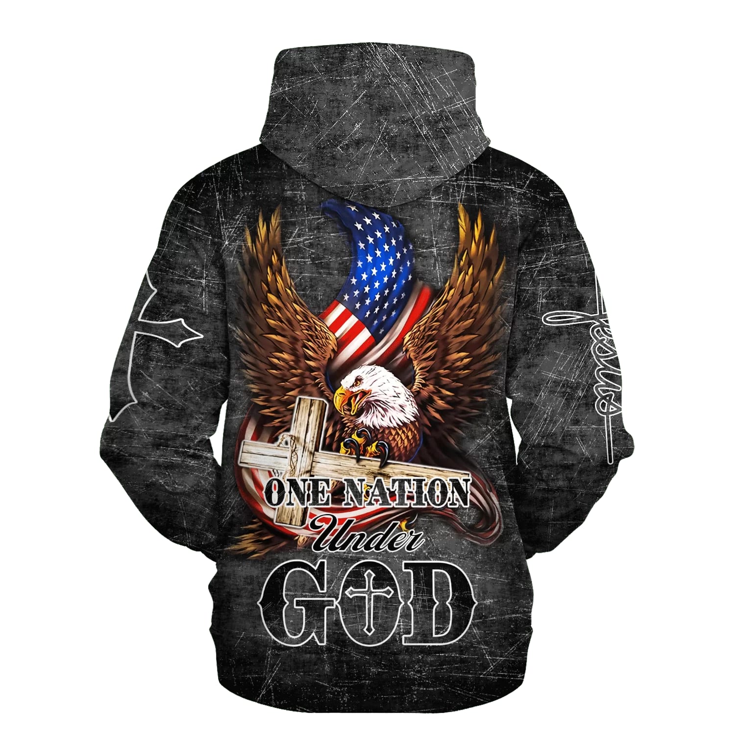 American Eagle USA Flag 3D Hoodie - One Nation Under God Hoodies - Men & Women Christian Hoodie - 3D Printed Hoodie
