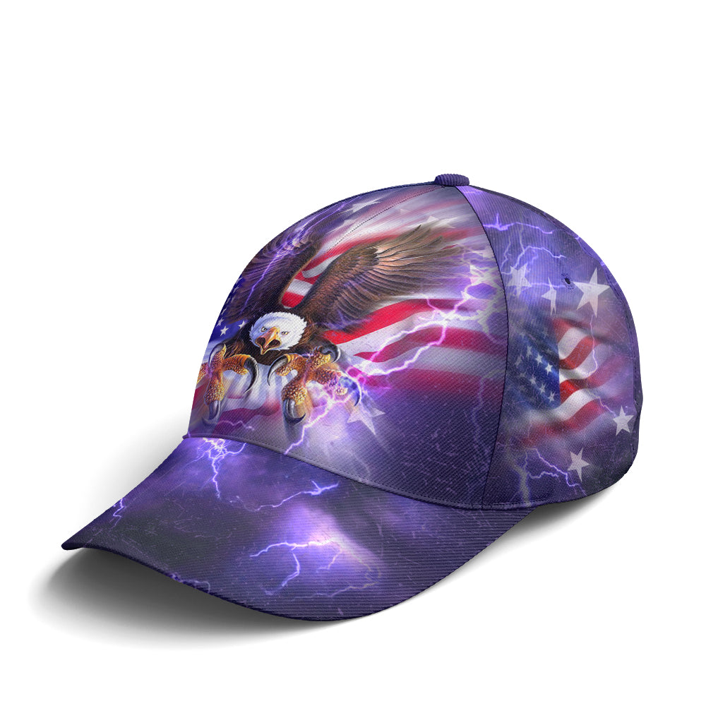 American Flag Bald Eagle Burst Blue Baseball Cap  Patriotic Classic Cap Men Women