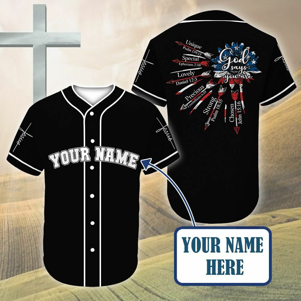 American Flag Baseball Jersey - God Says You Are Custom Baseball Jersey For Men and Women