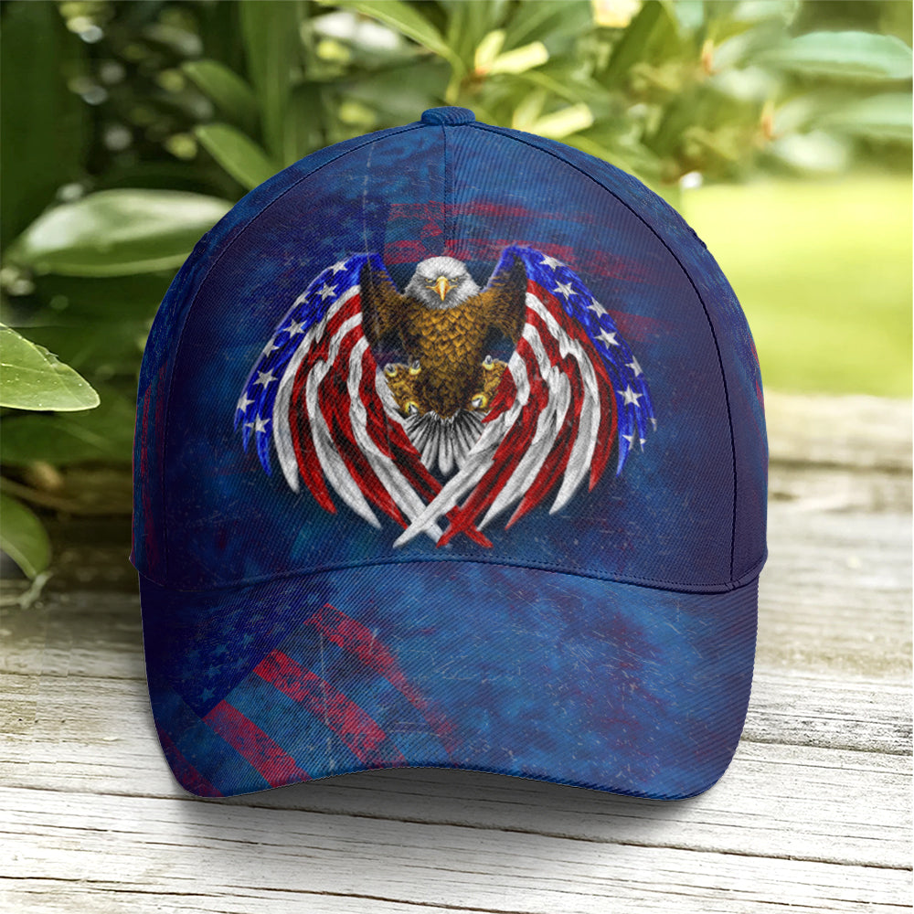 American Flag Eagle Wings Blue Baseball Cap