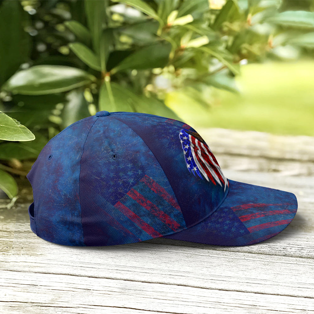 American Flag Eagle Wings Blue Baseball Cap