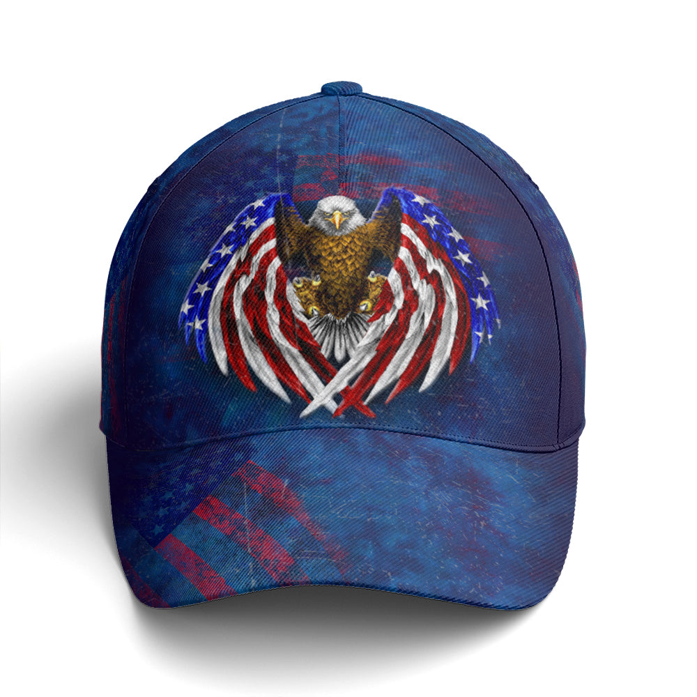American Flag Eagle Wings Blue Baseball Cap