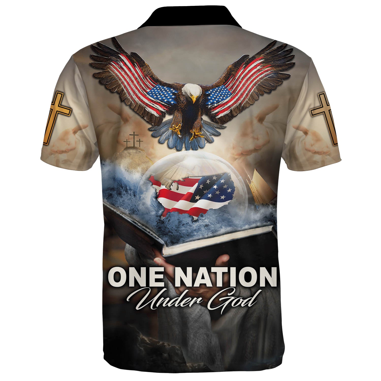 American One Nation Under God Polo Shirt - Christian Shirts & Shorts