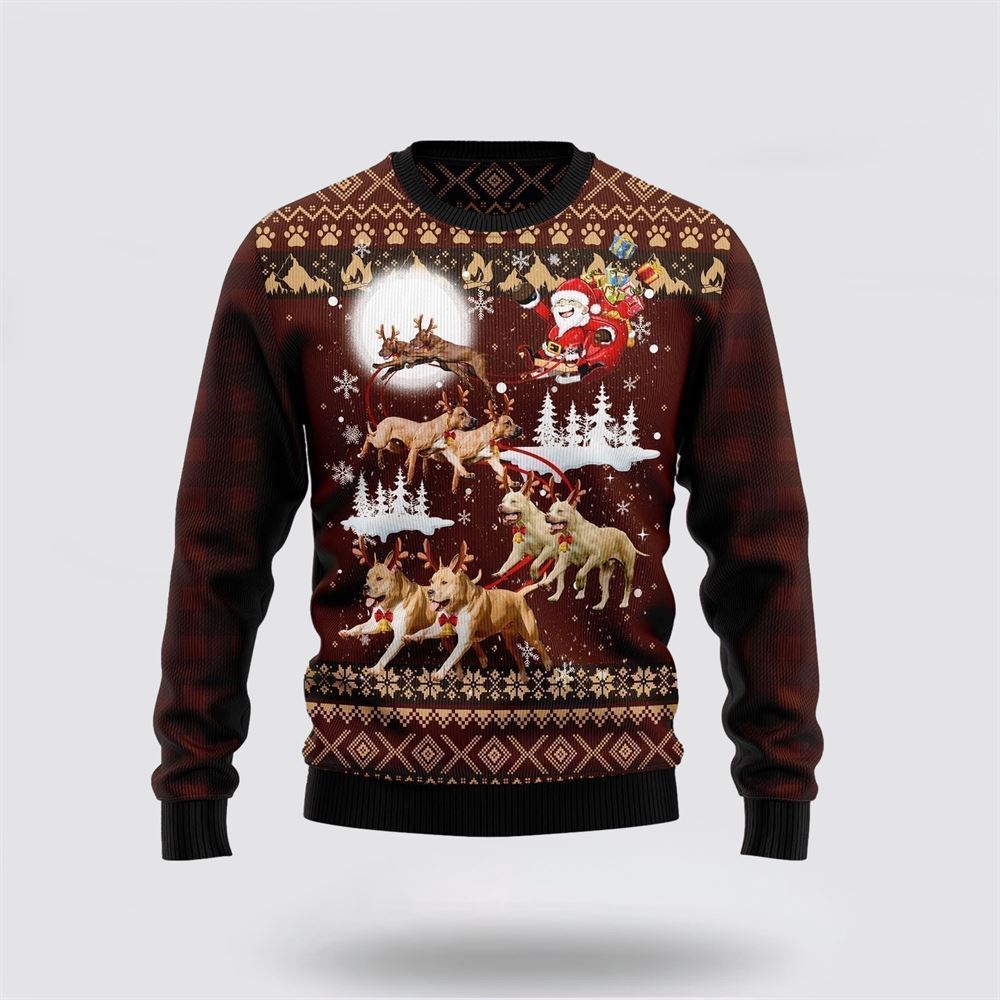 American Pit Bull Terrier Reindeers Car Ugly Christmas Sweater For Men And Women, Gift For Christmas, Best Winter Christmas Outfit