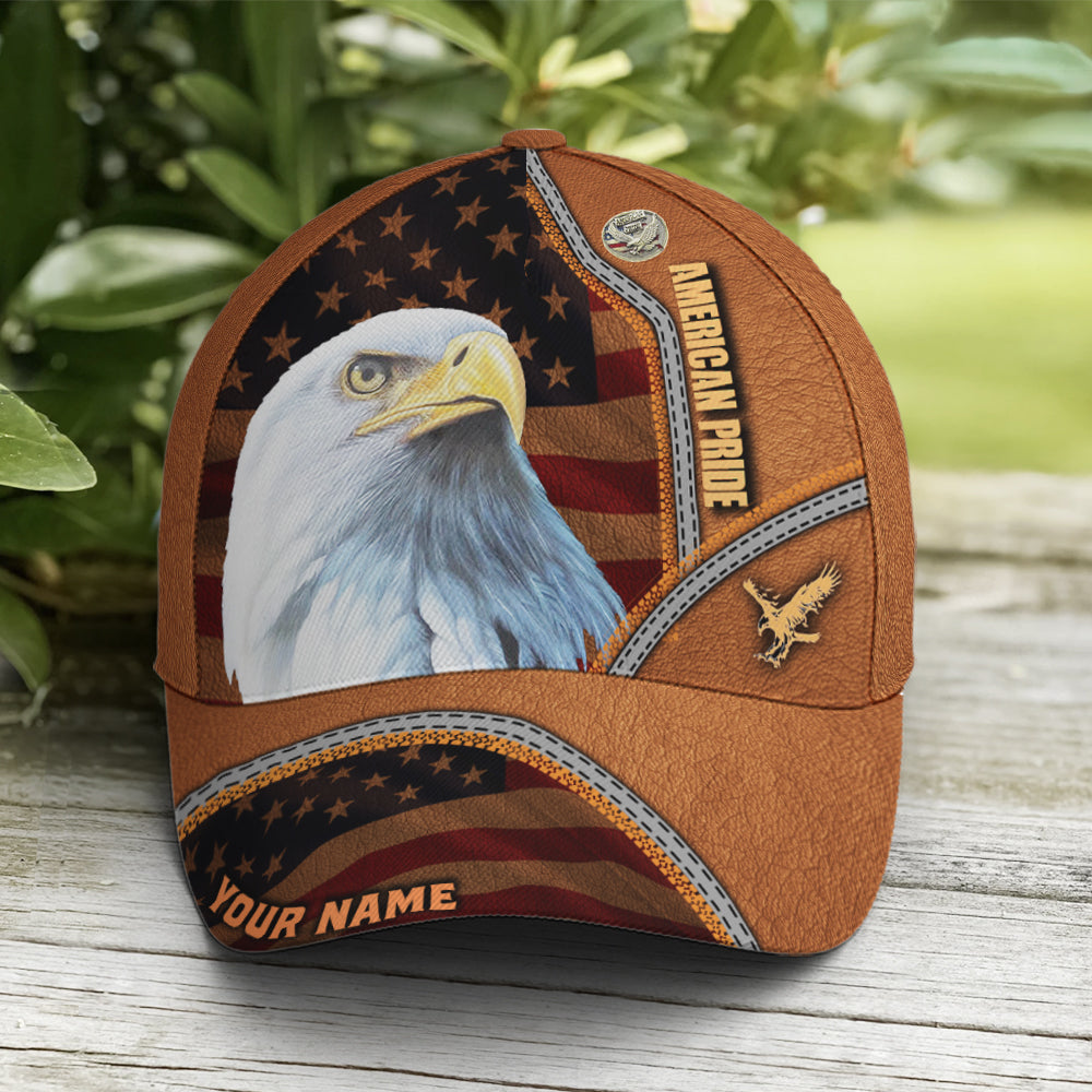 American Pride Eagle Leather Style Baseball Cap