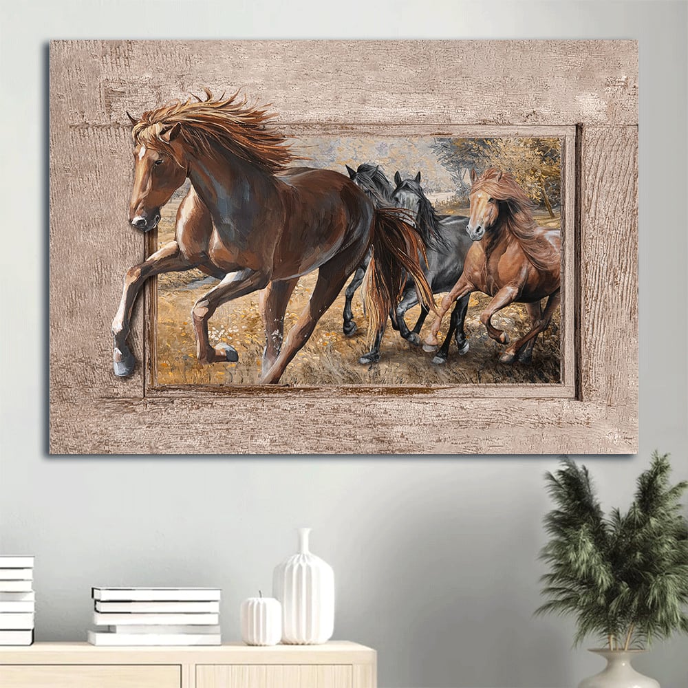 American Quarter Horse Running Horse Meadow Land Canvas Wall Art - Christian Wall Decor