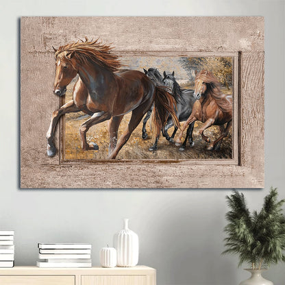 American Quarter Horse Running Horse Meadow Land Canvas Wall Art - Christian Wall Decor