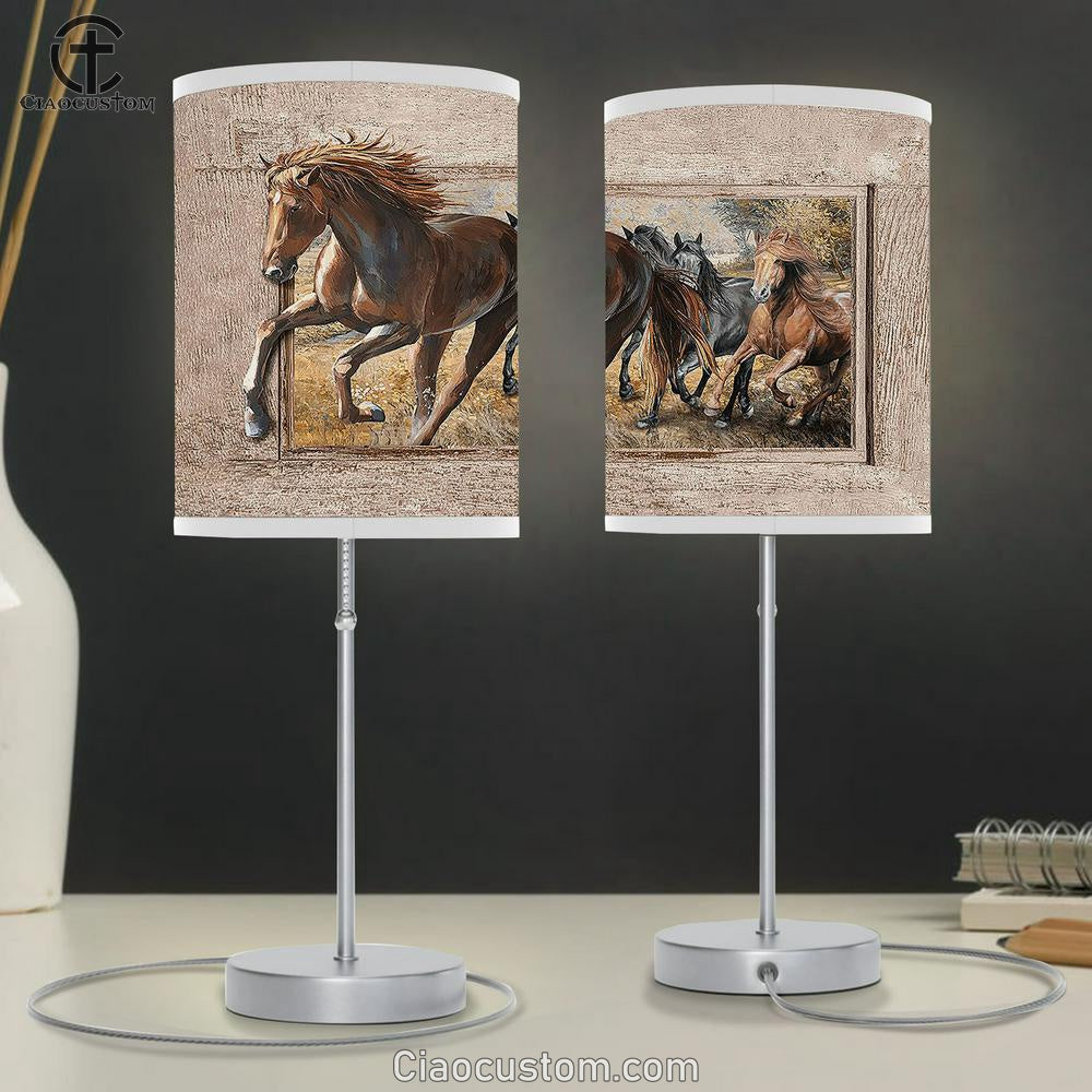 American Quarter Horse Running Horse Meadow Land Table Lamp For Bedroom - Bible Verse Table Lamp - Religious Room Decor