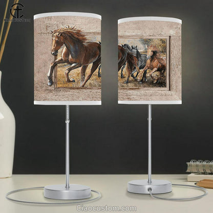 American Quarter Horse Running Horse Meadow Land Table Lamp For Bedroom - Bible Verse Table Lamp - Religious Room Decor