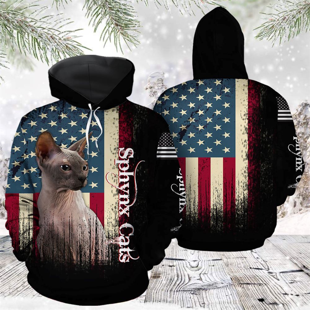 American Sphynx Cat All Over Print 3D Hoodie For Men And Women, Best Gift For Cat lovers, Best Outfit Christmas