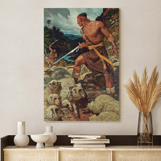 Ammon Defends The Flocks Of King Lamoni Canvas Pictures - Religious Canvas Wall Art - Scriptures Wall Decor