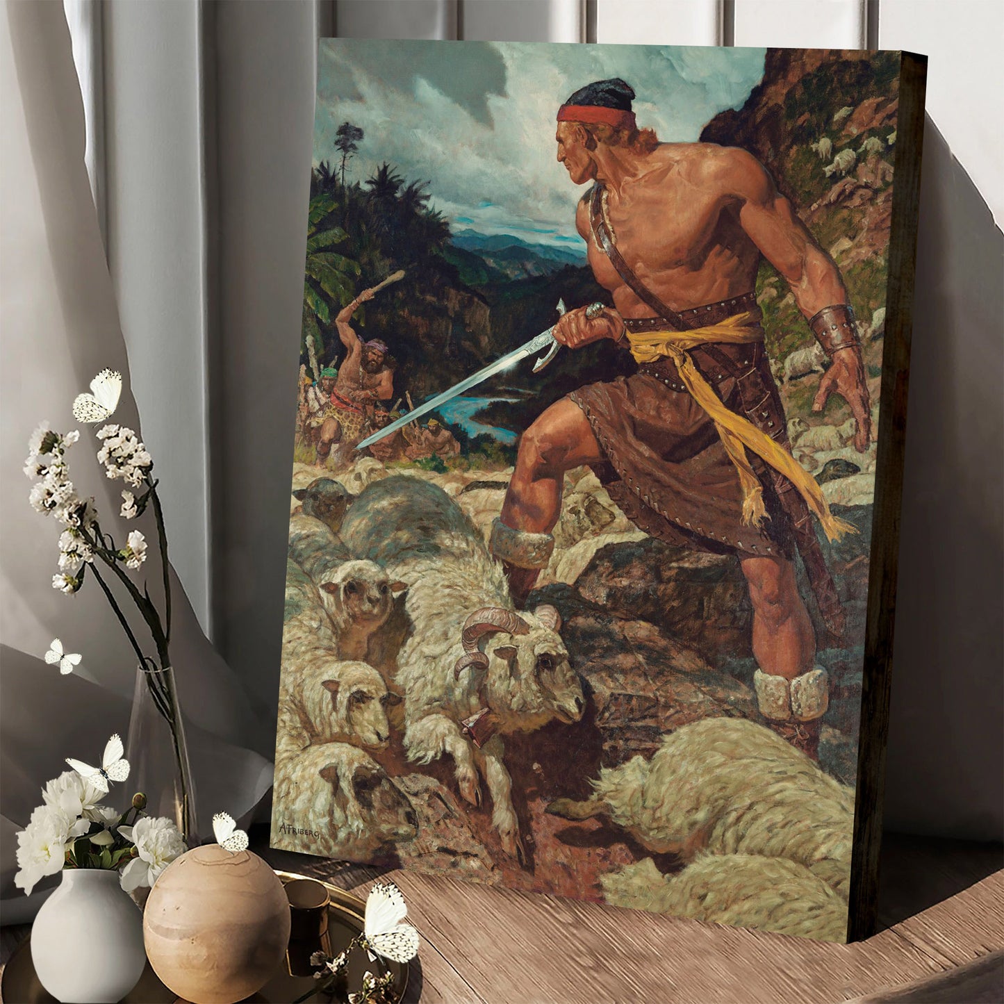 Ammon Defends The Flocks Of King Lamoni Canvas Pictures - Religious Canvas Wall Art - Scriptures Wall Decor