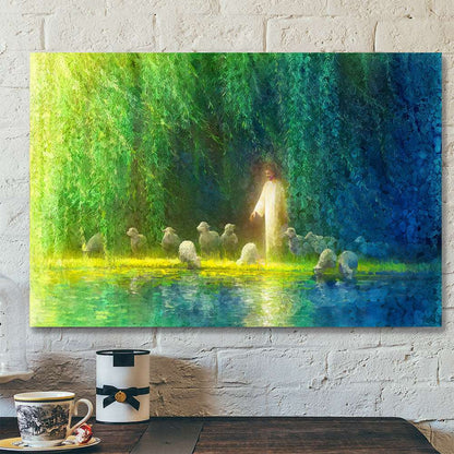 Among The Willows - Jesus And Sheep - Jesus Christ Art - Jesus Canvas Poster - Jesus Wall Art - Christ Pictures -  Gift For Christian - Ciaocustom