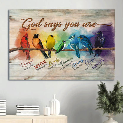 And Believer God Alluring Bird Paintings God Says You Are Canvas Wall Art - Christian Wall Decor