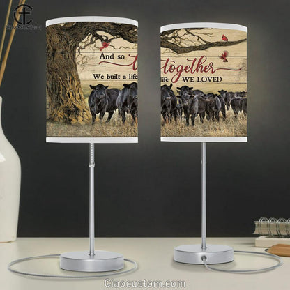 And So Together We Built A Life We Loved Cow Red Cardinal Lamp Art Table Lamp - Christian Lamp Art - Religious Art