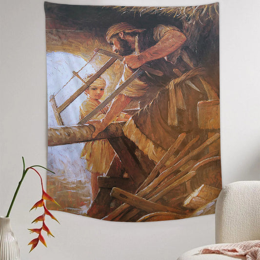 And the Child Grew Tapestry - Jesus Picture - Religious Tapestry - Christian Tapestry Wall Hangings