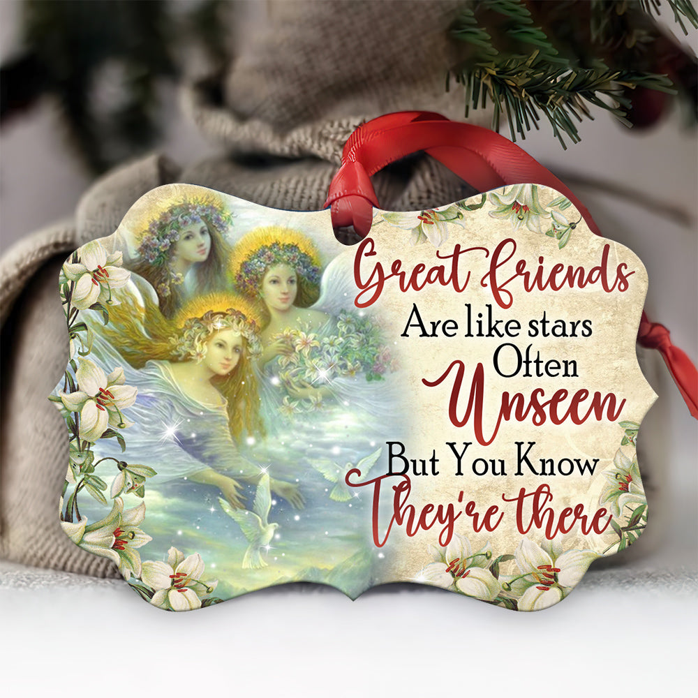 Angel Bestie Great Friends Are Like Stars Metal Ornament - Christmas Ornament - Christmas Gift
