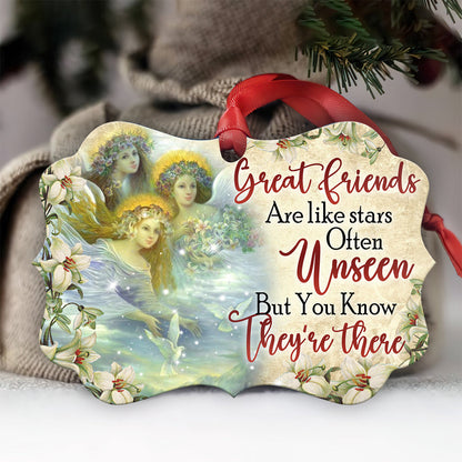 Angel Bestie Great Friends Are Like Stars Metal Ornament - Christmas Ornament - Christmas Gift