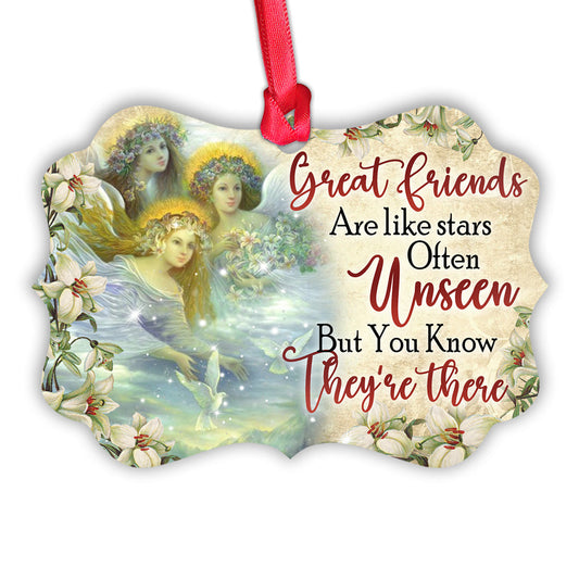 Angel Bestie Great Friends Are Like Stars Metal Ornament - Christmas Ornament - Christmas Gift