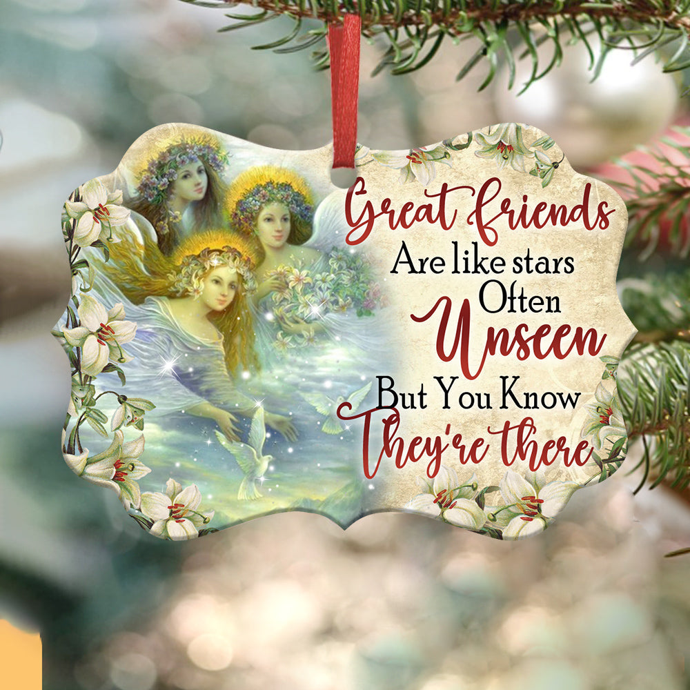 Angel Bestie Great Friends Are Like Stars Metal Ornament - Christmas Ornament - Christmas Gift