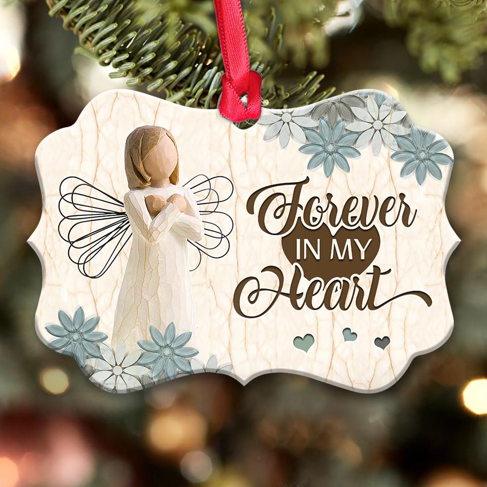 Angel Faith Forever In My Heart Metal Ornament - Christmas Ornament - Christmas Gift