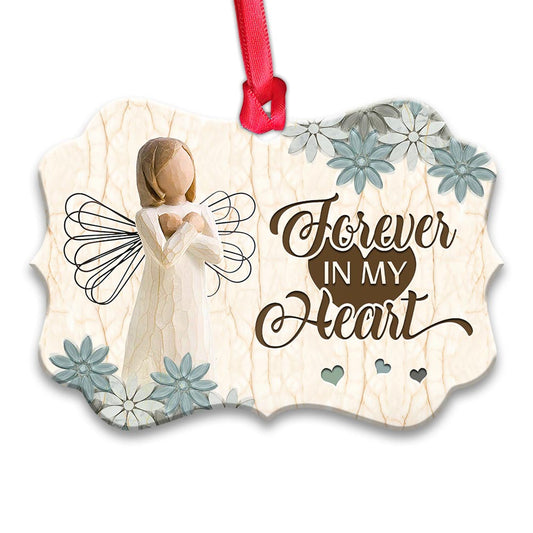 Angel Faith Forever In My Heart Metal Ornament - Christmas Ornament - Christmas Gift