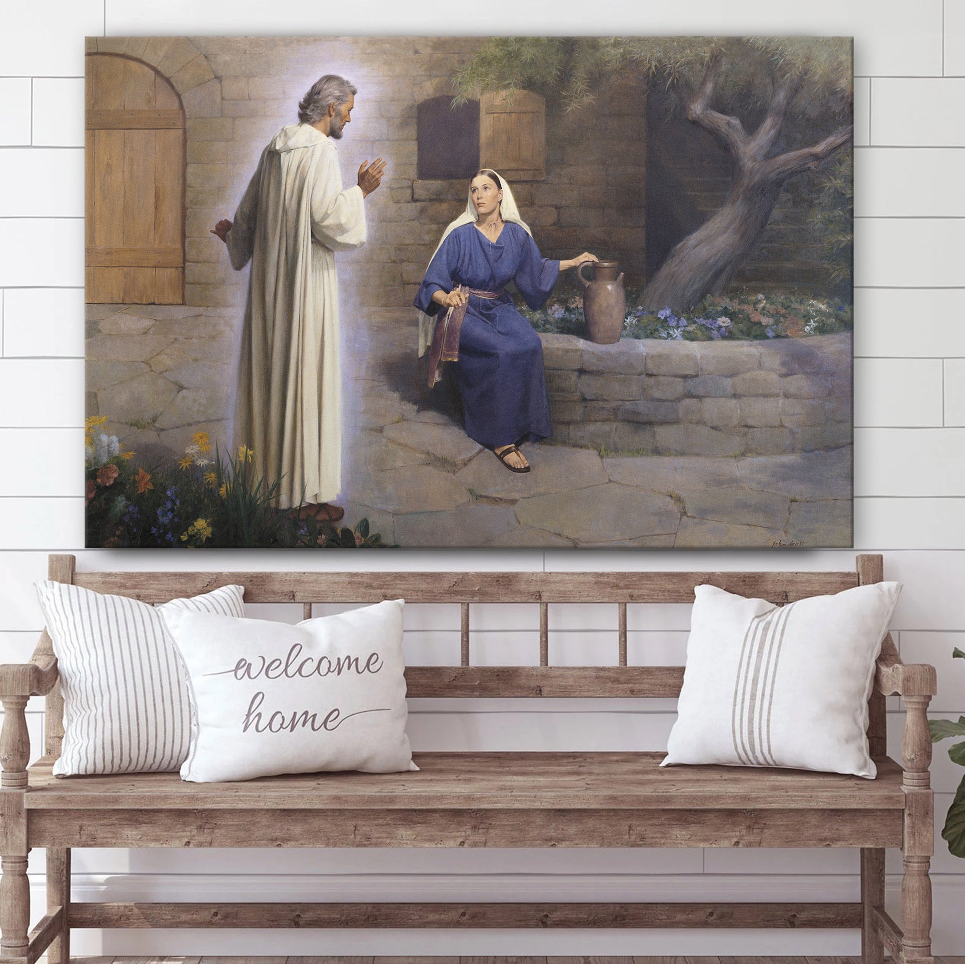 Angel Gabriel Appears To Mary - Jesus Canvas Wall Art - Christian Wall Art