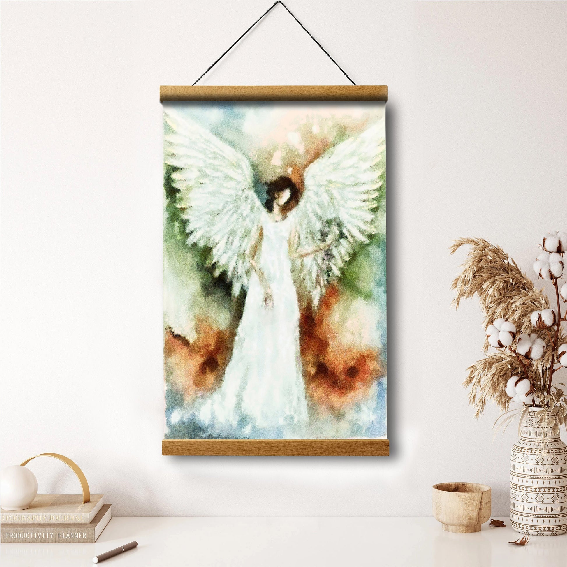 Angel Hanging Canvas Hanging Wall Art - Catholic Hanging Canvas Wall Art - Religious Gift - Christian Wall Art Decor