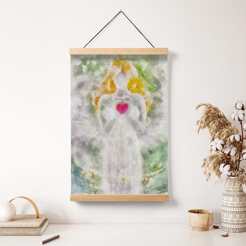 Angel Heart Hanging Canvas Wall Art Decor - Catholic Hanging Canvas Wall Art - Religious Gift - Christian Wall Art Decor