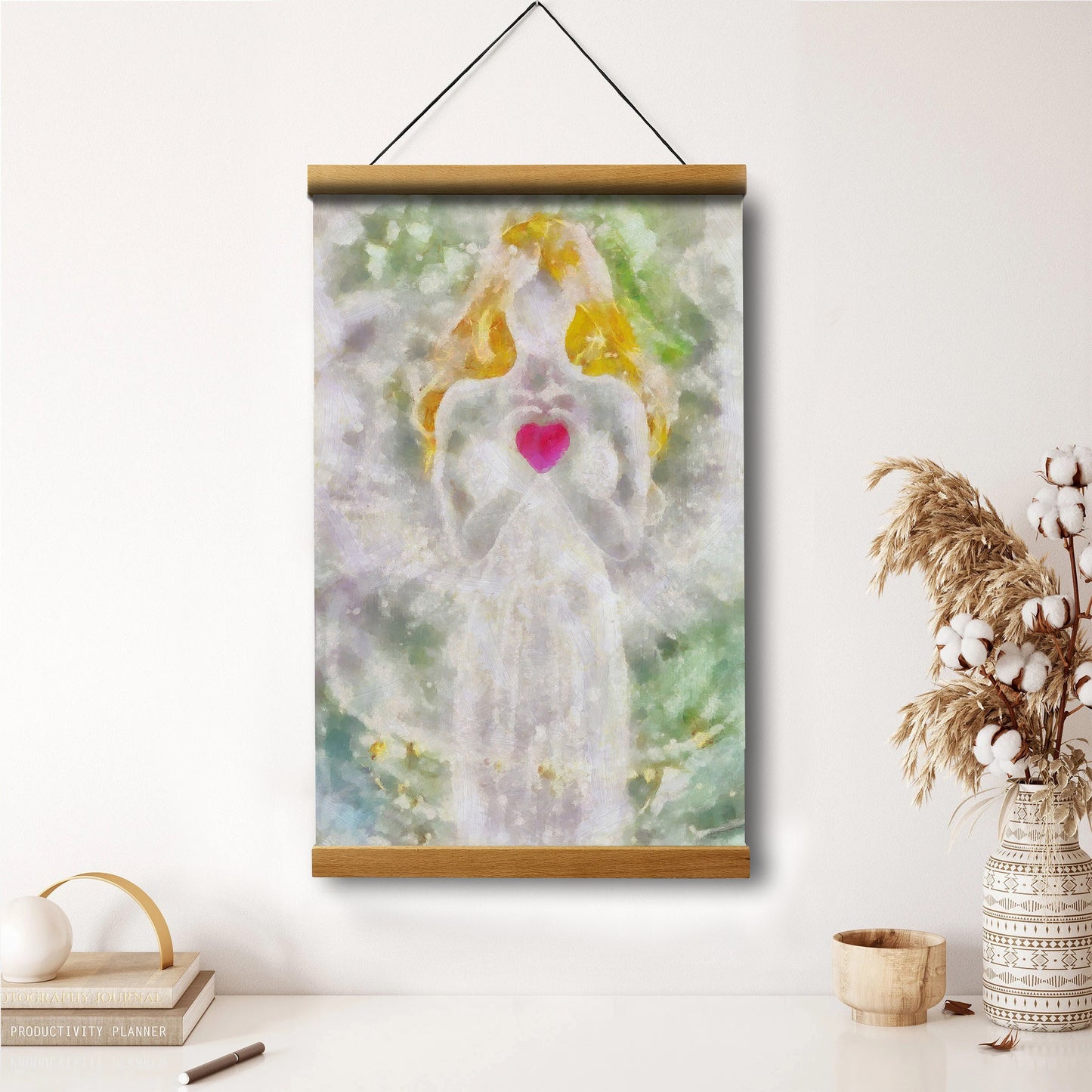 Angel Heart Hanging Canvas Wall Art Decor - Catholic Hanging Canvas Wall Art - Religious Gift - Christian Wall Art Decor