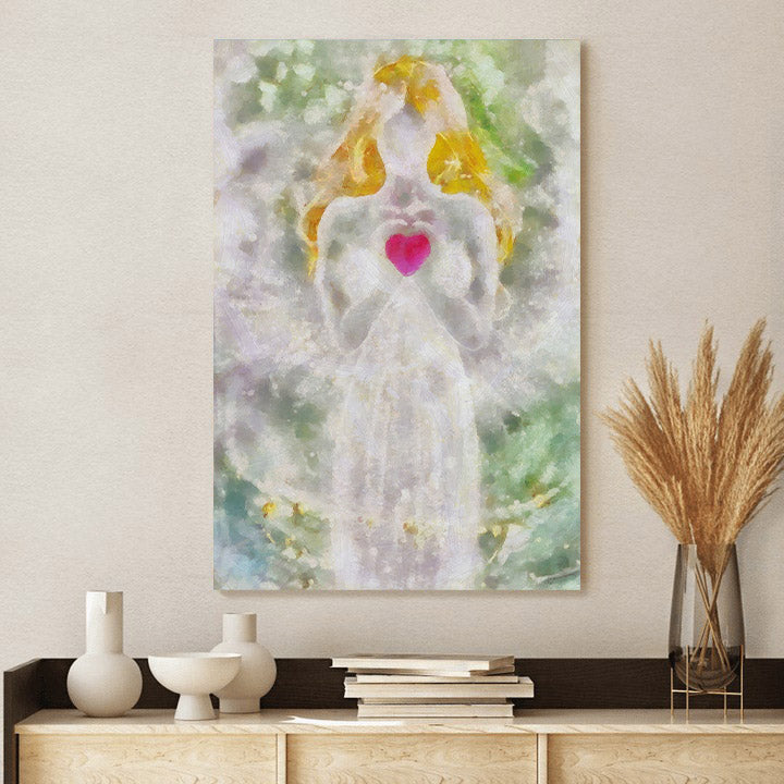 Angel Heart Wall Art Canvas Decor - Catholic Canvas Wall Art - Religious Gift - Christian Wall Art Decor
