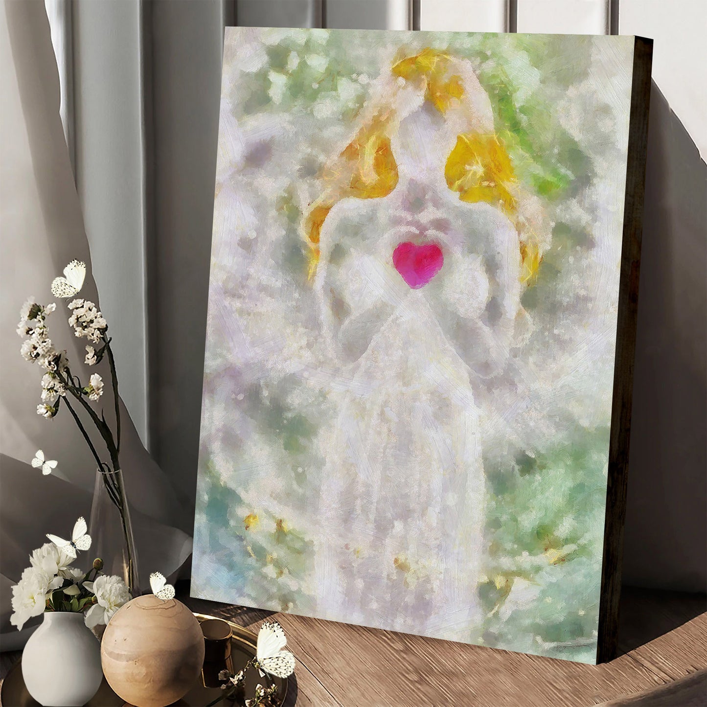 Angel Heart Wall Art Canvas Decor - Catholic Canvas Wall Art - Religious Gift - Christian Wall Art Decor