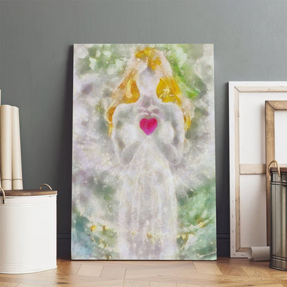 Angel Heart Wall Art Canvas Decor - Catholic Canvas Wall Art - Religious Gift - Christian Wall Art Decor