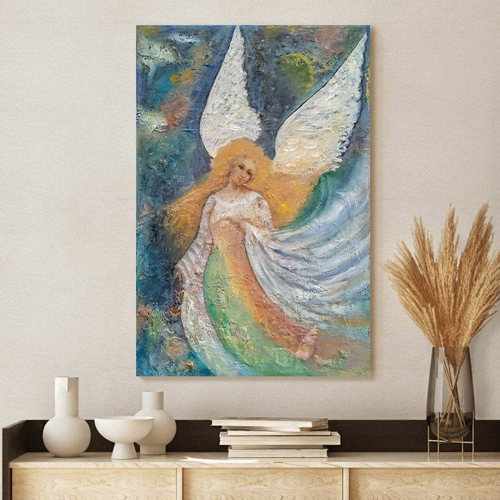 Angel Oil Painting Canvas Wall Art - Catholic Canvas Wall Art - Religious Gift - Christian Wall Art Decor