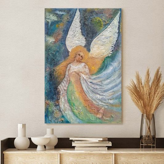 Angel Oil Painting Canvas Wall Art - Catholic Canvas Wall Art - Religious Gift - Christian Wall Art Decor