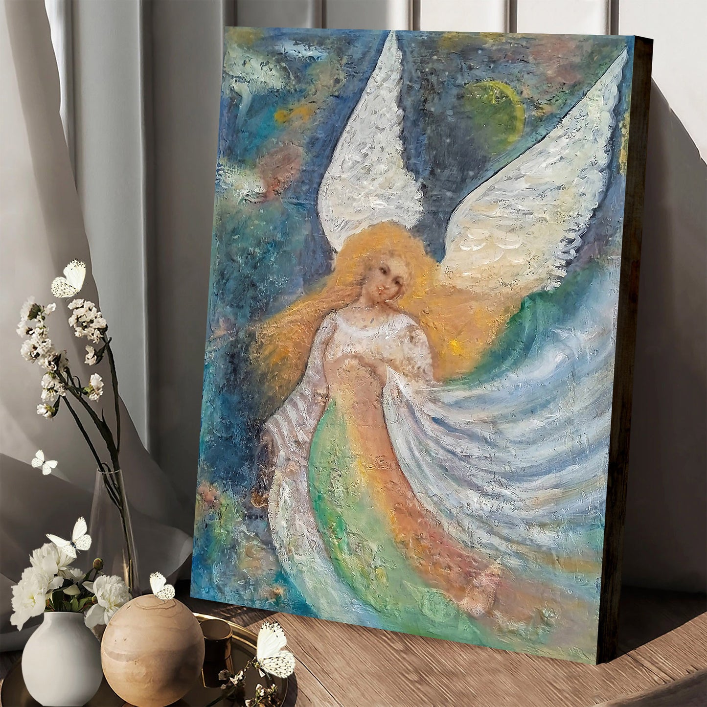 Angel Oil Painting Canvas Wall Art - Catholic Canvas Wall Art - Religious Gift - Christian Wall Art Decor