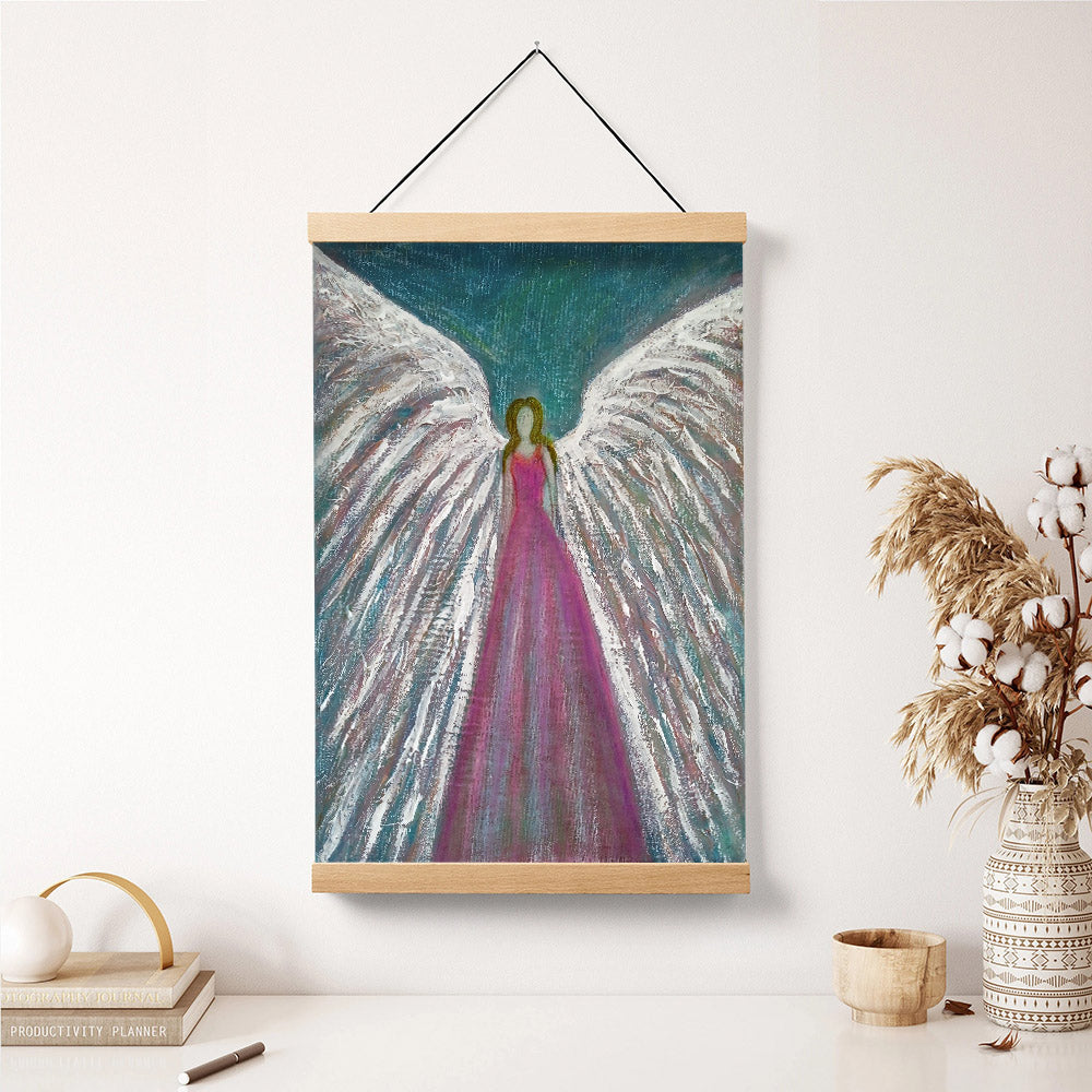 Angel Original Painting Guardian Angel Hanging Canvas Wall Art - Catholic Hanging Hanging Canvas Wall Art - Religious Gift - Christian Wall Art Decor